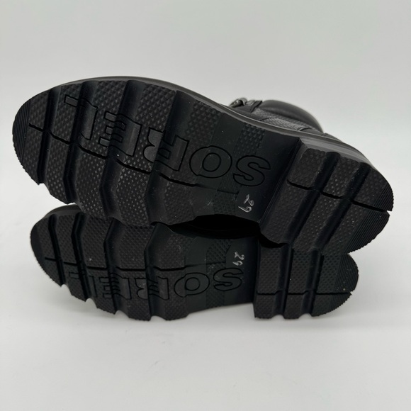 Sorel Lennox Hiker Black Leather Snake Lace Up Lug Sole Boot Size 8.5 - Picture 9 of 12